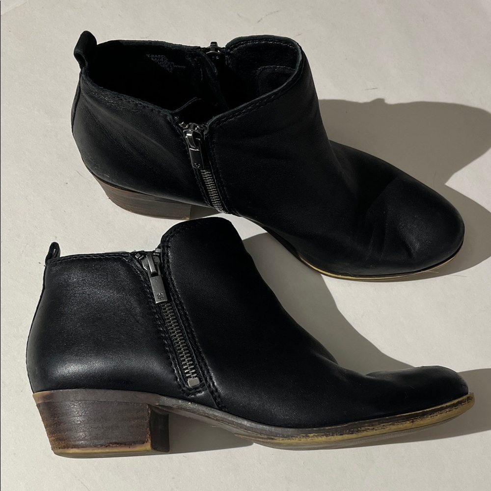 Lucky Brand Basel Black Leather Booties Womens sz 10 Festival Boho Shoes Heels